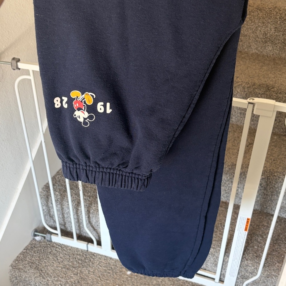 Disney Navy Jogger Sweatpants with Embroidered Mickey Detail